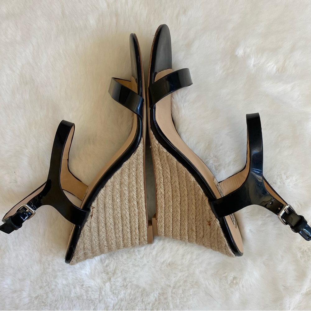 Badgley Mischka Glossy Black Patent Leather Sandals | Sz 6-1/2 - Picture 7 of 9